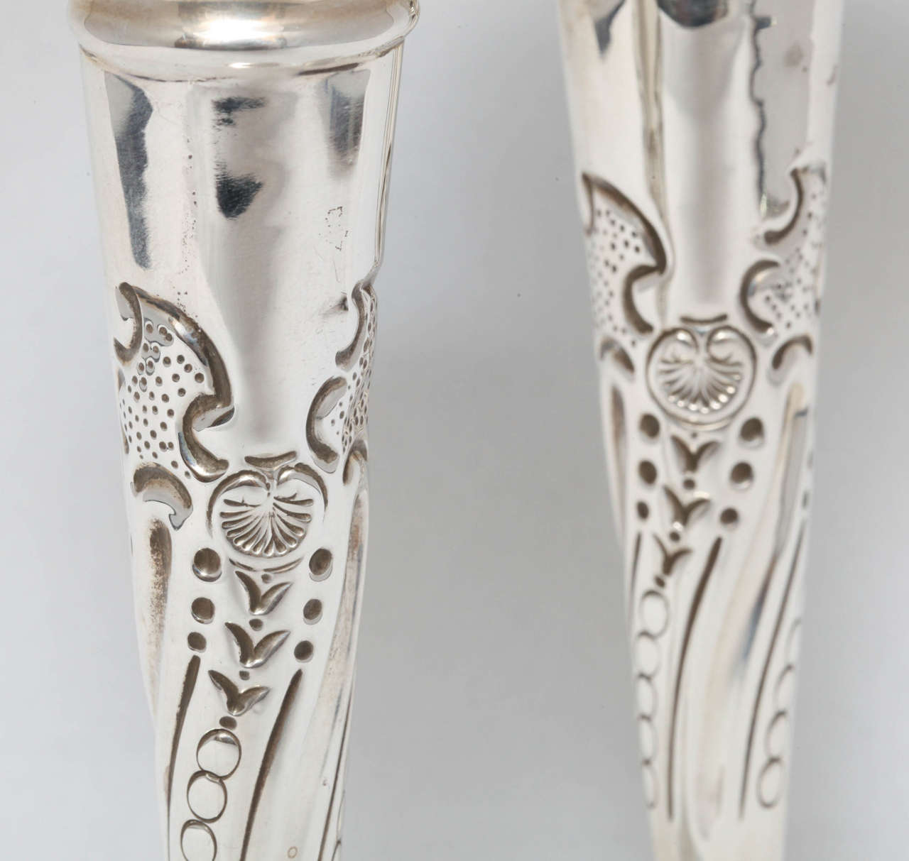 Edwardian Pair of Sterling Silver Bud Vases at 1stDibs