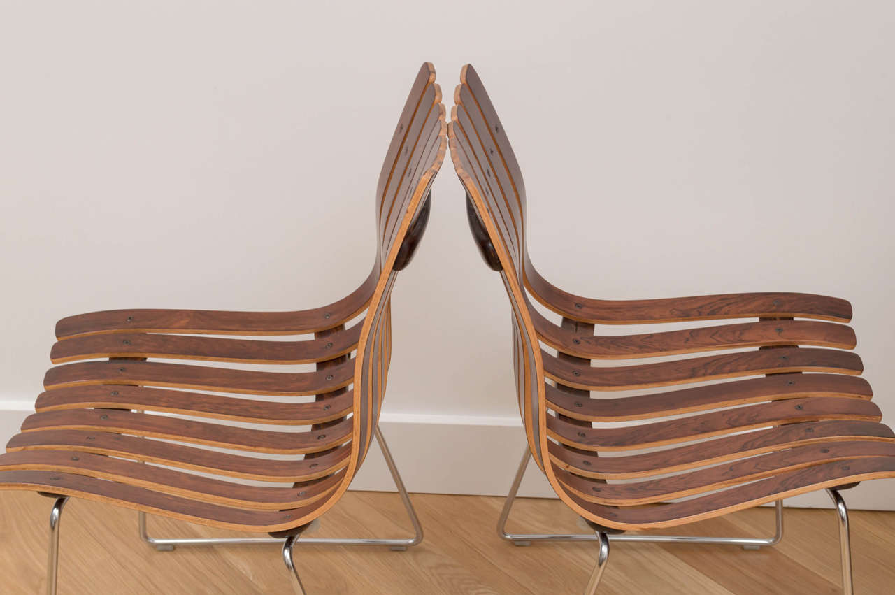 Mid-20th Century Set of Four Hans Brattrud Rosewood Chairs For Sale