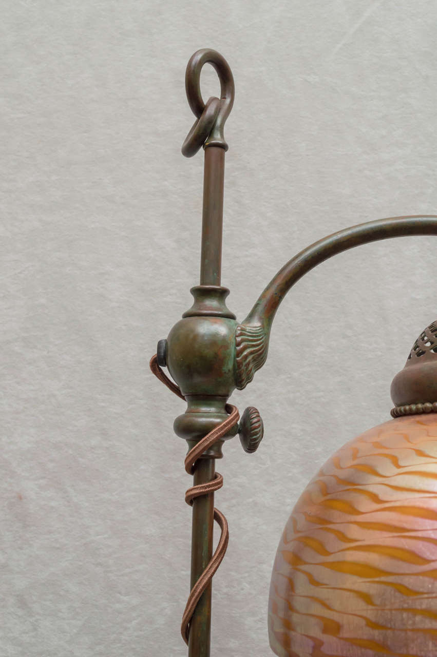 Cast Tiffany Studios Desk Lamp with Original Glass Shade