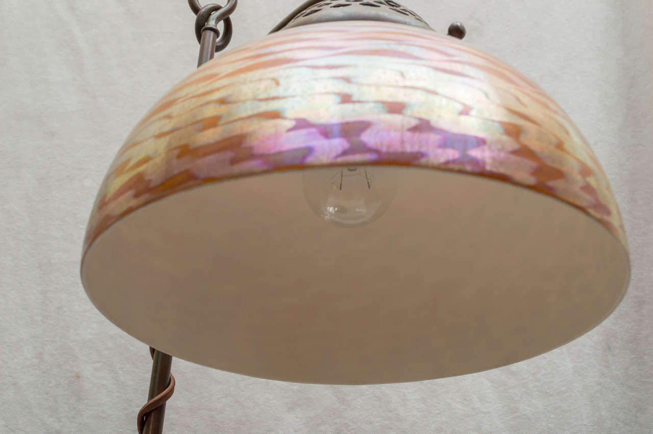 Tiffany Studios Desk Lamp with Original Glass Shade In Excellent Condition In Petaluma, CA