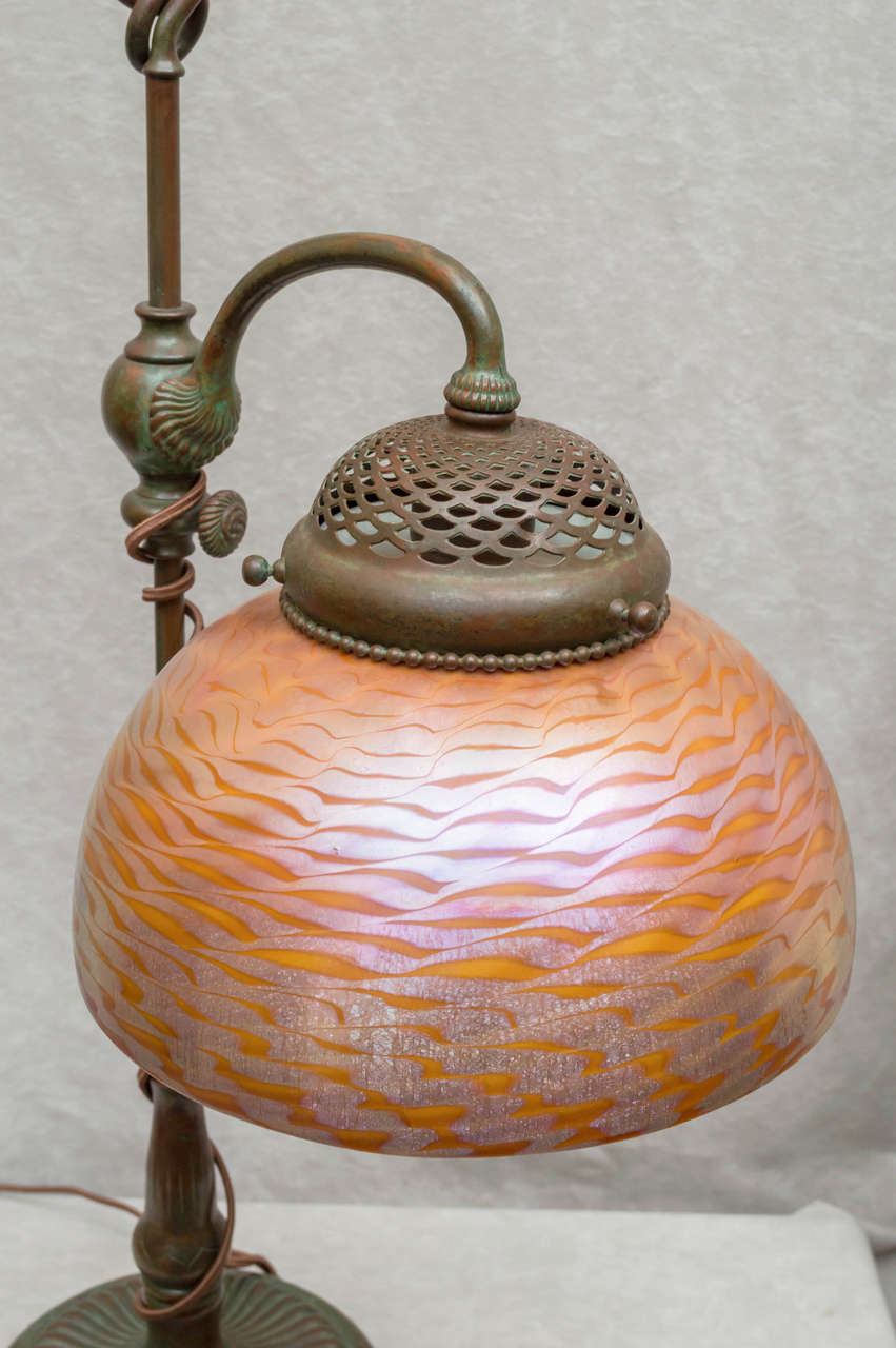 Early 20th Century Tiffany Studios Desk Lamp with Original Glass Shade