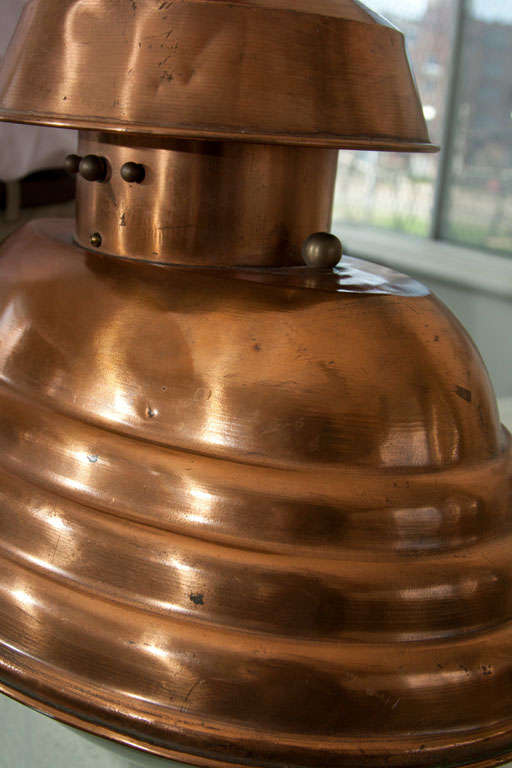 Copper  Ship's  Hanging  Chart  Light In Good Condition In Bedford, NY