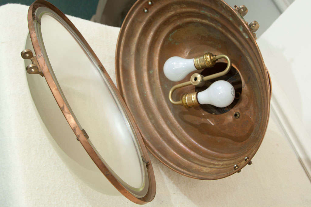 19th Century Copper  Ship's  Hanging  Chart  Light