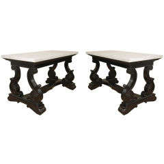 Antique Pair of 19th Cent. Anglo-Indian Ebonized Mahogany Console Tables
