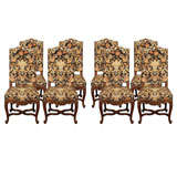 Set of 8 Antique French Carved Walnut Dining Chairs