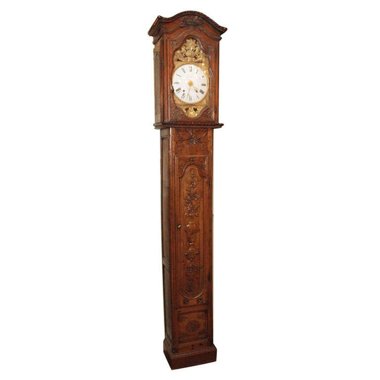Antique French Provincial Walnut Grandfather Clock