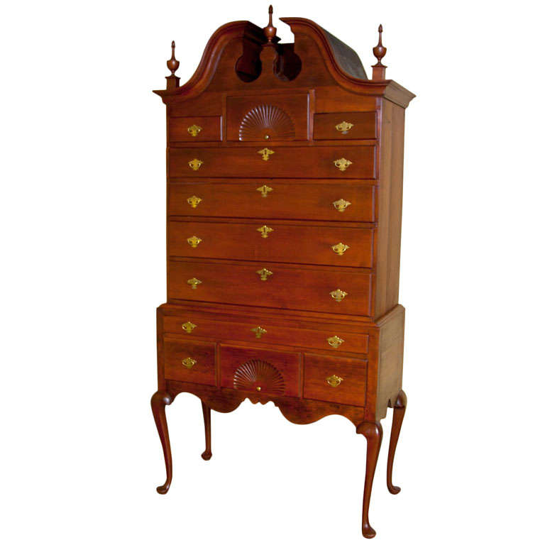 New England Cherry Bonnet Top High Chest