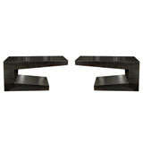 Pair of End Tables - Geometric "C" Form