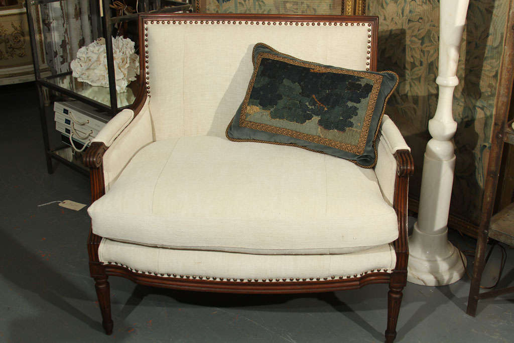 French Linen Loveseat For Sale 4