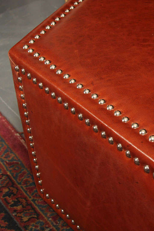 leather and nailhead upholstered ottoman/coffee table In Excellent Condition In Seattle, WA
