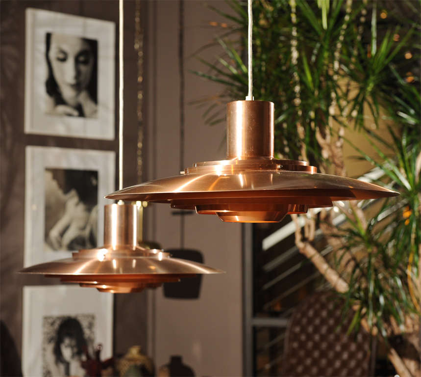 Copper Preban Fabricius and Jorgen Kastholm- Pendant Lamps, pair