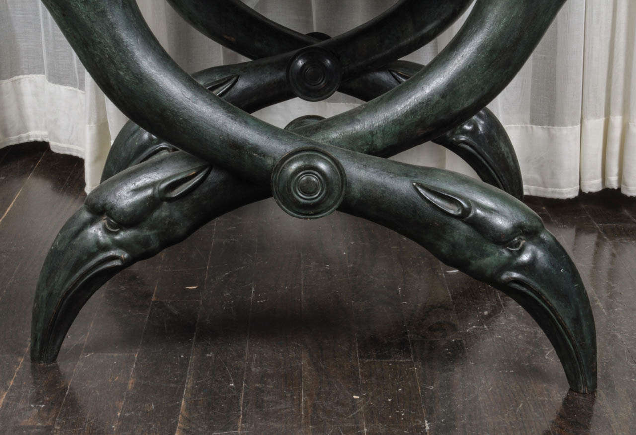 Leather and Bronze Bench, Italy, 19th Century In Excellent Condition For Sale In Hoboken, NJ