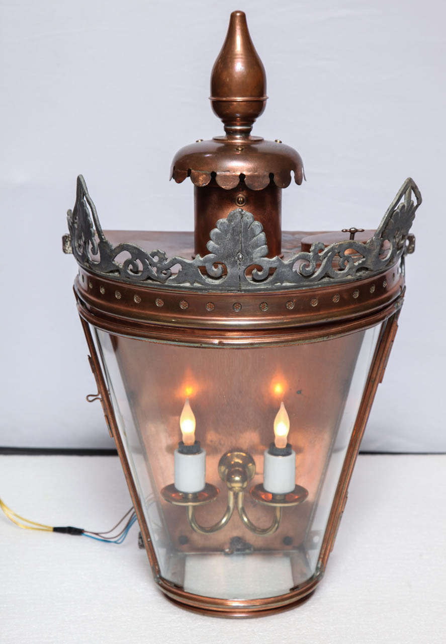 British Bow Fronted Copper Wall Lantern For Sale