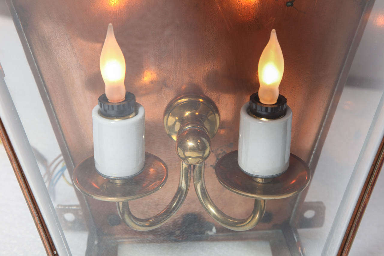 Bow Fronted Copper Wall Lantern For Sale 3