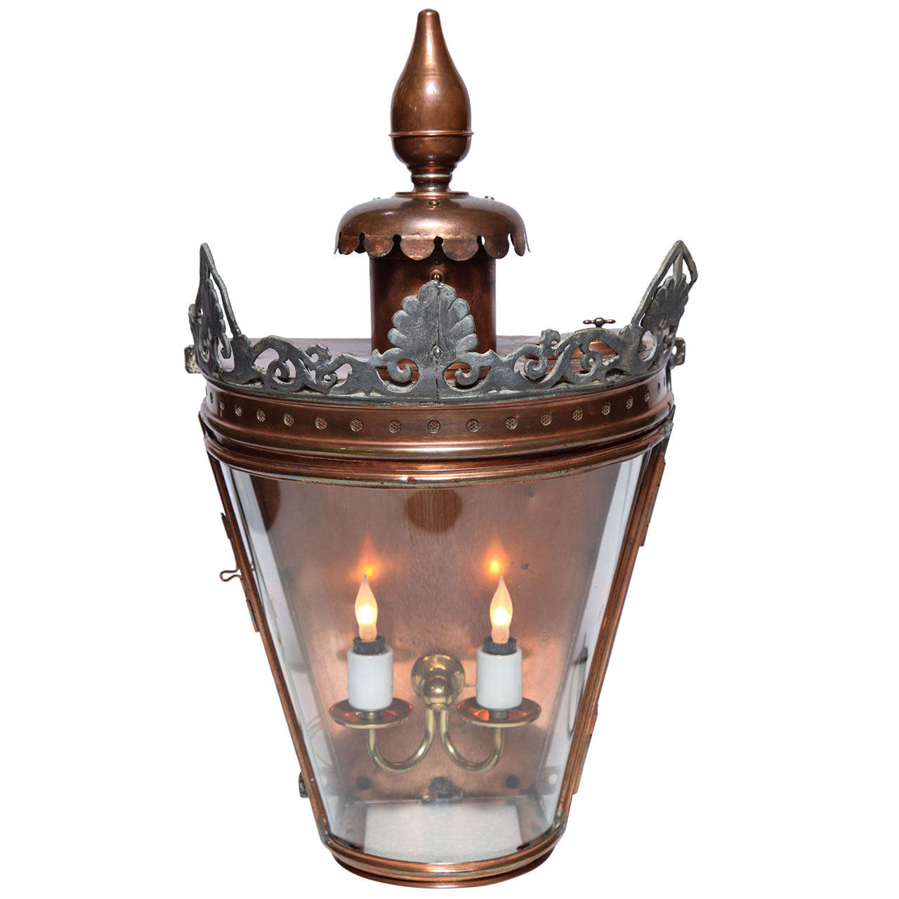 Bow Fronted Copper Wall Lantern For Sale