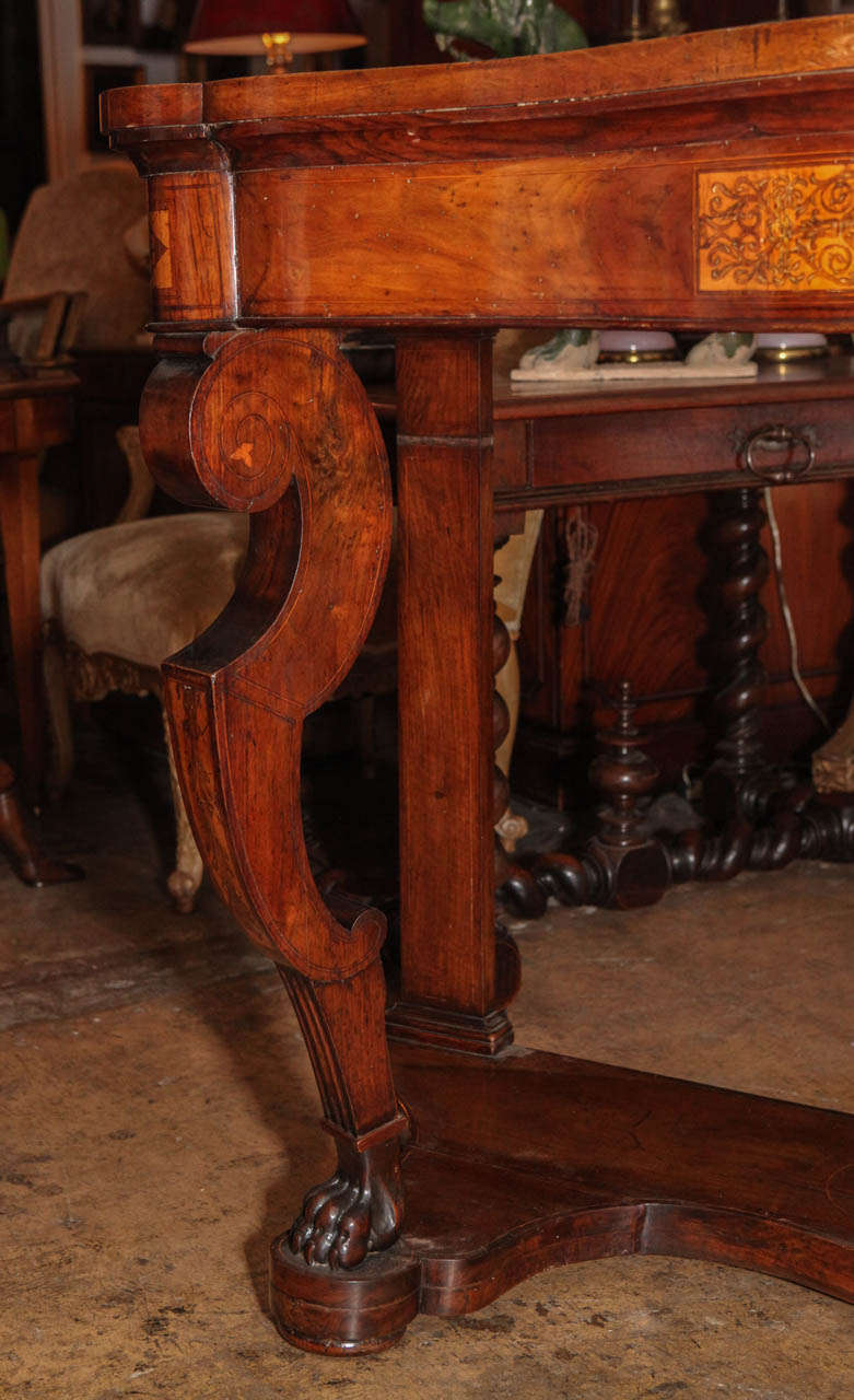 Carved 19th Century Inlaid, Italian Console For Sale