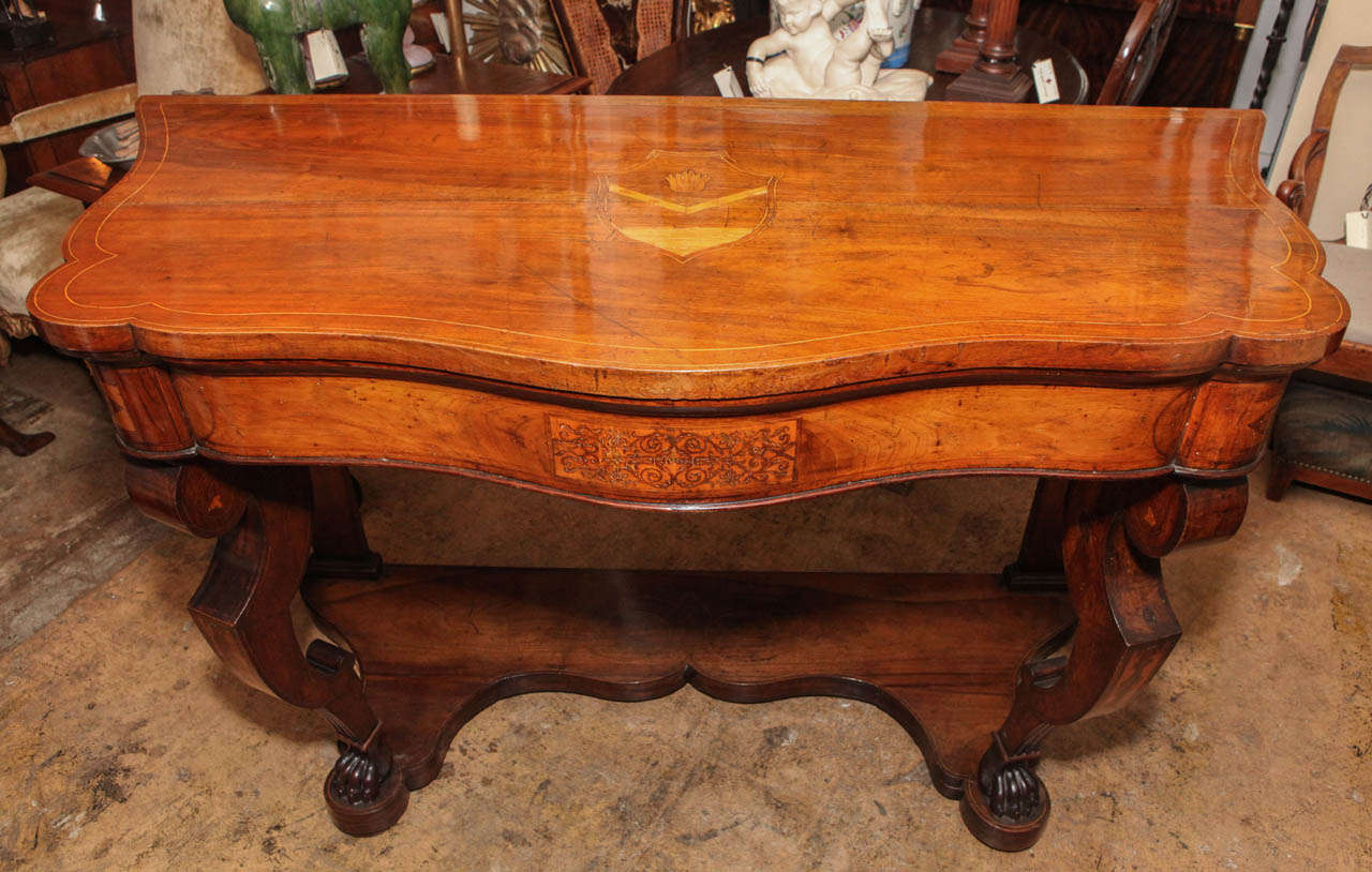Pearwood 19th Century Inlaid, Italian Console For Sale