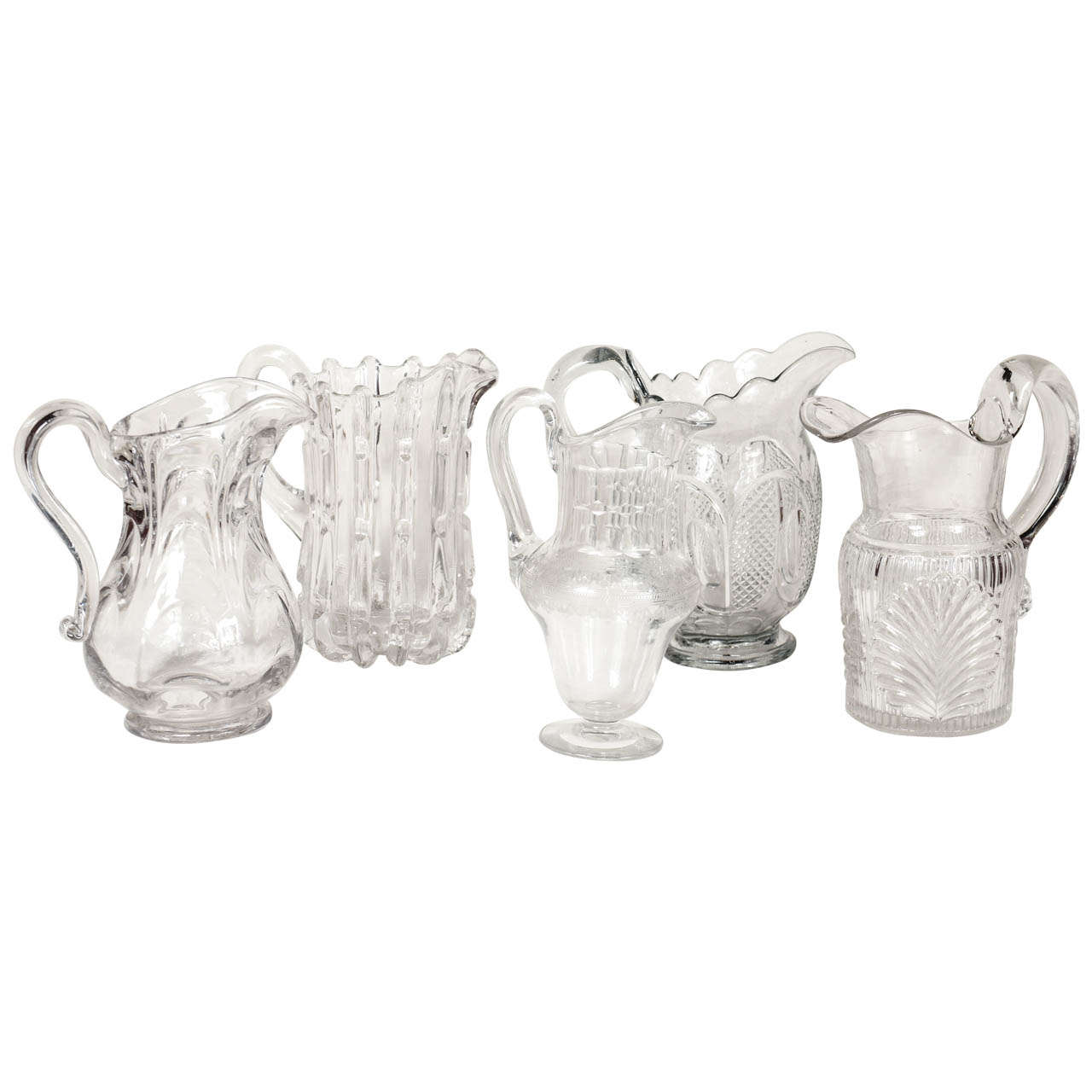 Five 19th Century Glass Pitchers