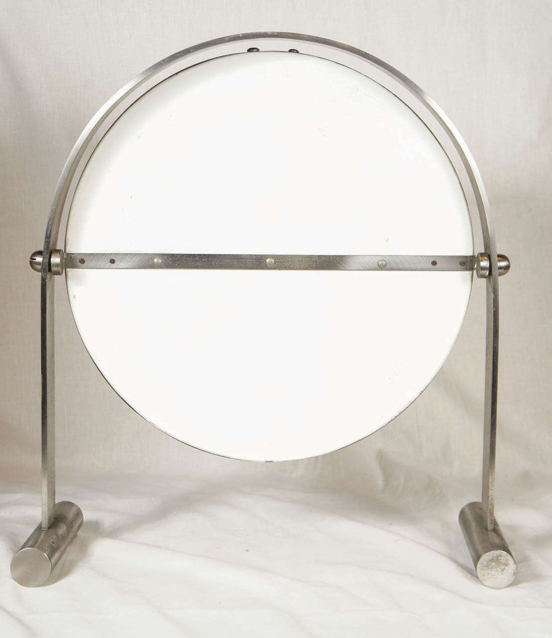 20th Century Stainless Steel Mirror on Stand