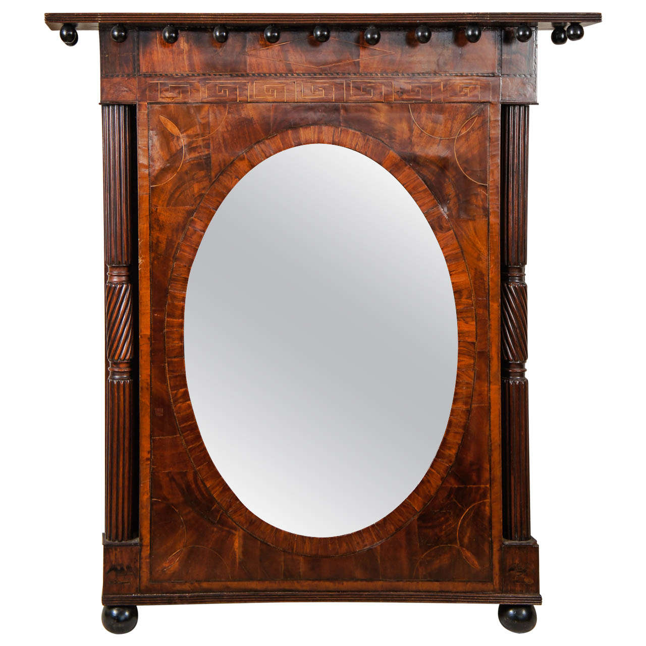 American 19th Century Mirror with Intricate Marquetry For Sale