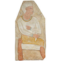 Vintage Master Mold Egyptian Plaque with Hand Painted Glaze and Details