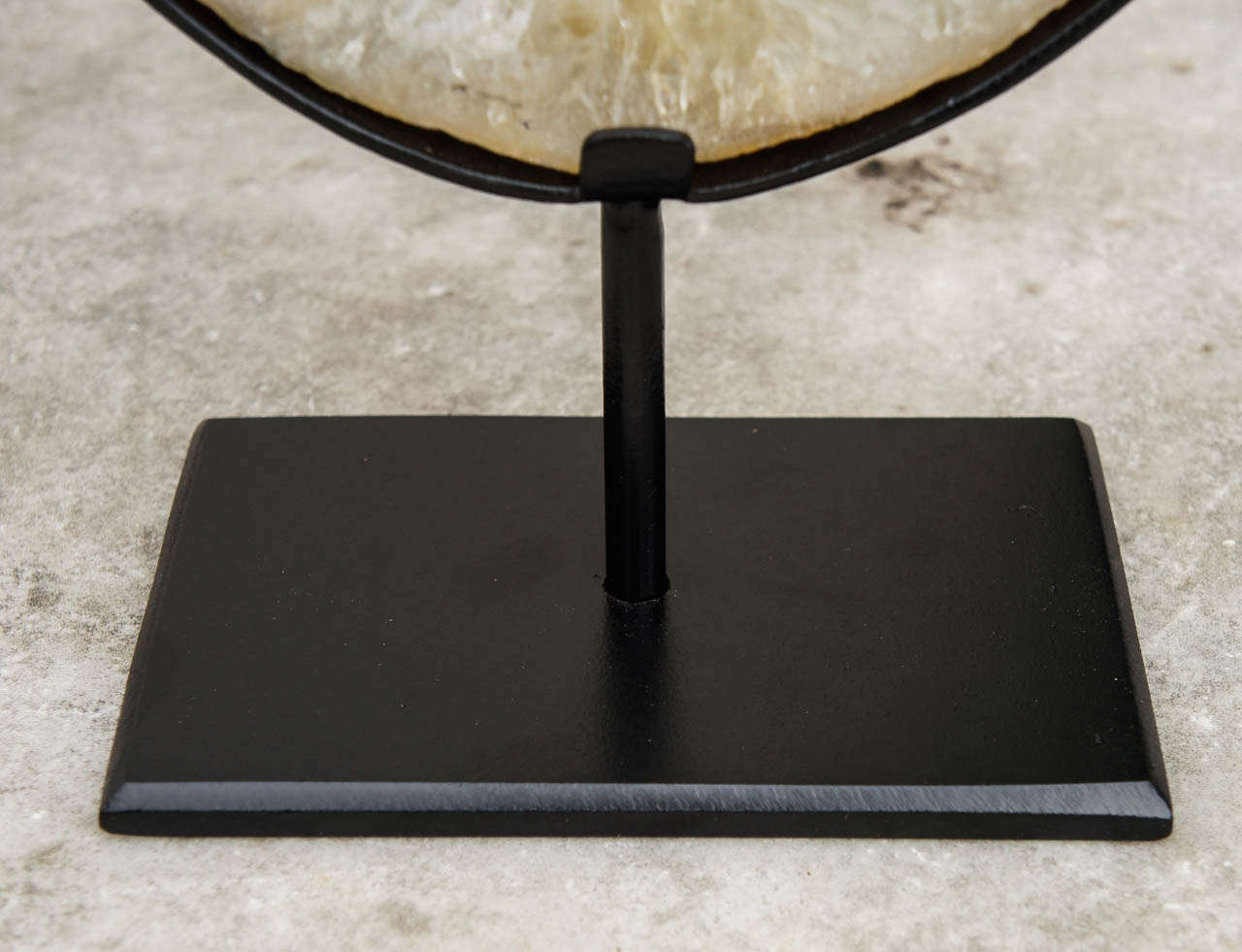 Two Agate Geode Slices Mounted on Forged Iron Stands 1