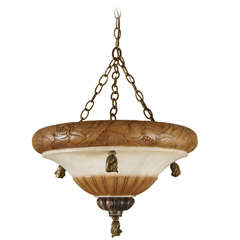 A Carved Alabaster and Silvered Bronze Bowl Fixture 11