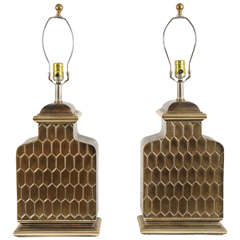 Great Pair of Fish Scaled Brass Lamps