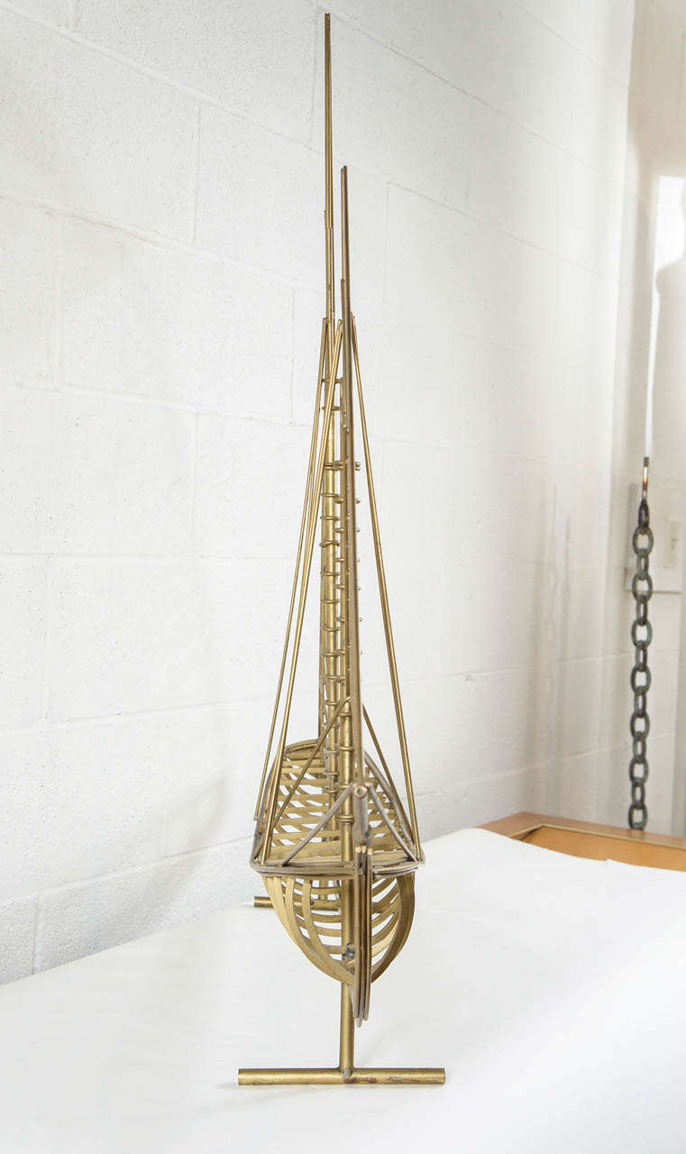 Mid-20th Century A Curtis Jere Brass Sailboat Sculpture For Sale