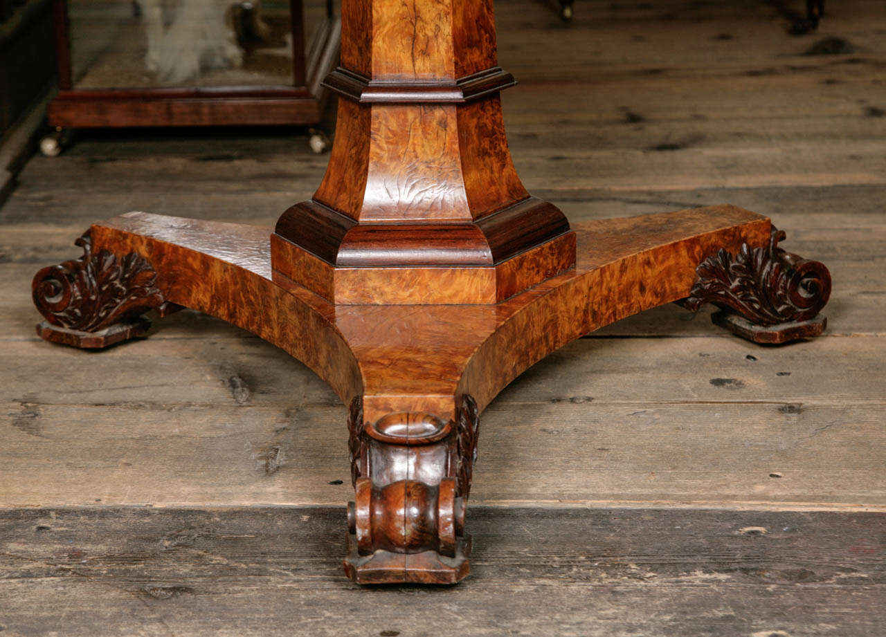 A George IV Burr and Figured Oak Center Table Attributed to Gillows 1