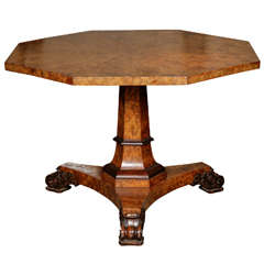 A George IV Burr and Figured Oak Center Table Attributed to Gillows