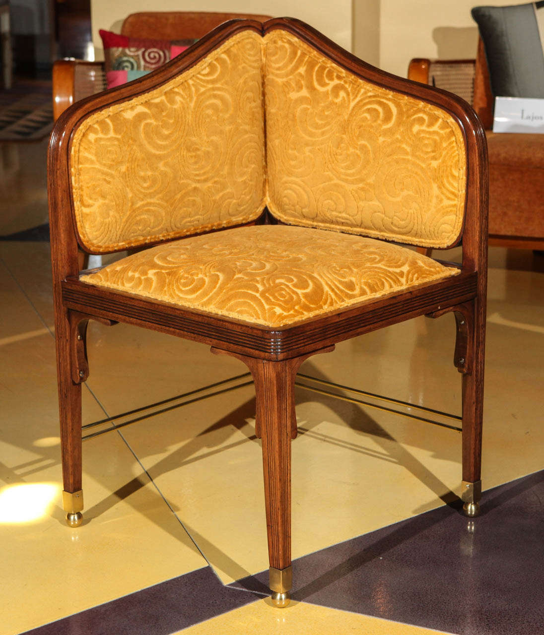 Austrian Vienna Secessionist Corner Chair by Otto Wagner For Sale