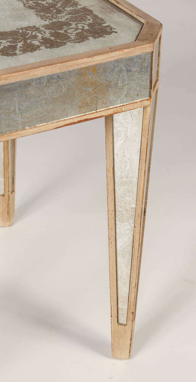 Mid-20th Century Neoclassical Style Paint Decorated and Eglomise Mirrored Glass Occasional Table
