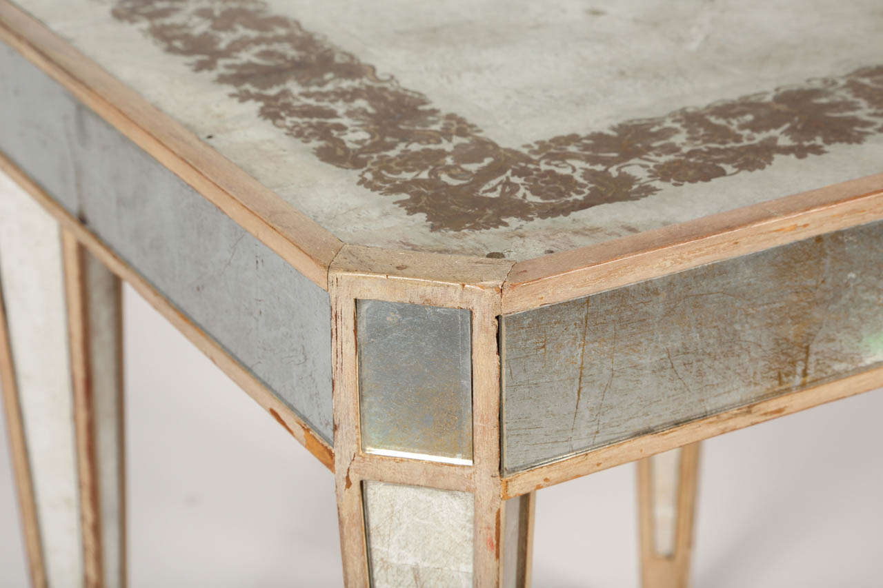 Neoclassical Style Paint Decorated and Eglomise Mirrored Glass Occasional Table 1