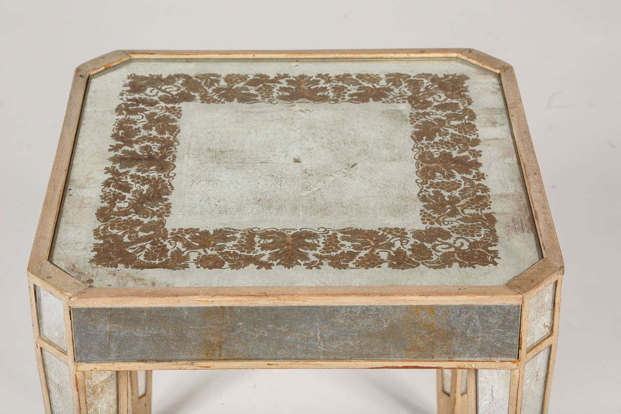 Neoclassical Style Paint Decorated and Eglomise Mirrored Glass Occasional Table 2