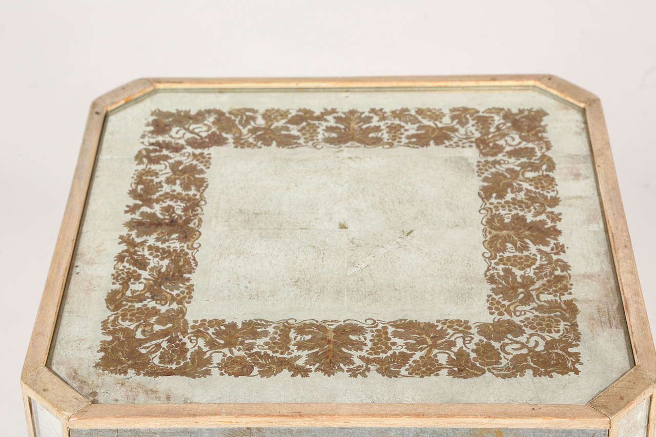 Neoclassical Style Paint Decorated and Eglomise Mirrored Glass Occasional Table 3