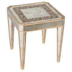 Neoclassical Style Paint Decorated and Eglomise Mirrored Glass Occasional Table