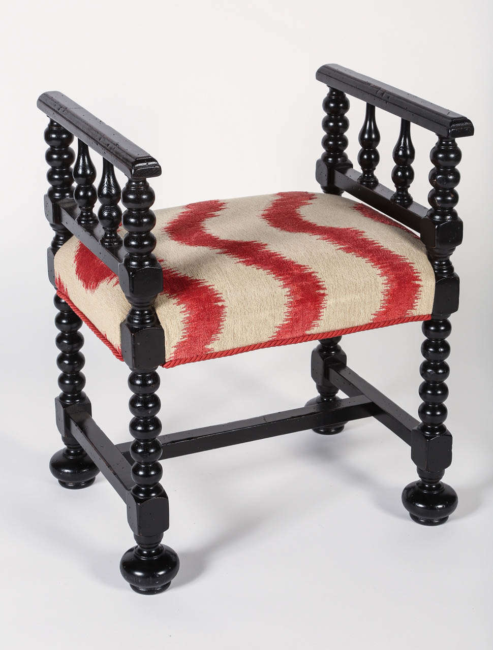 English Small Black Wooden Bench