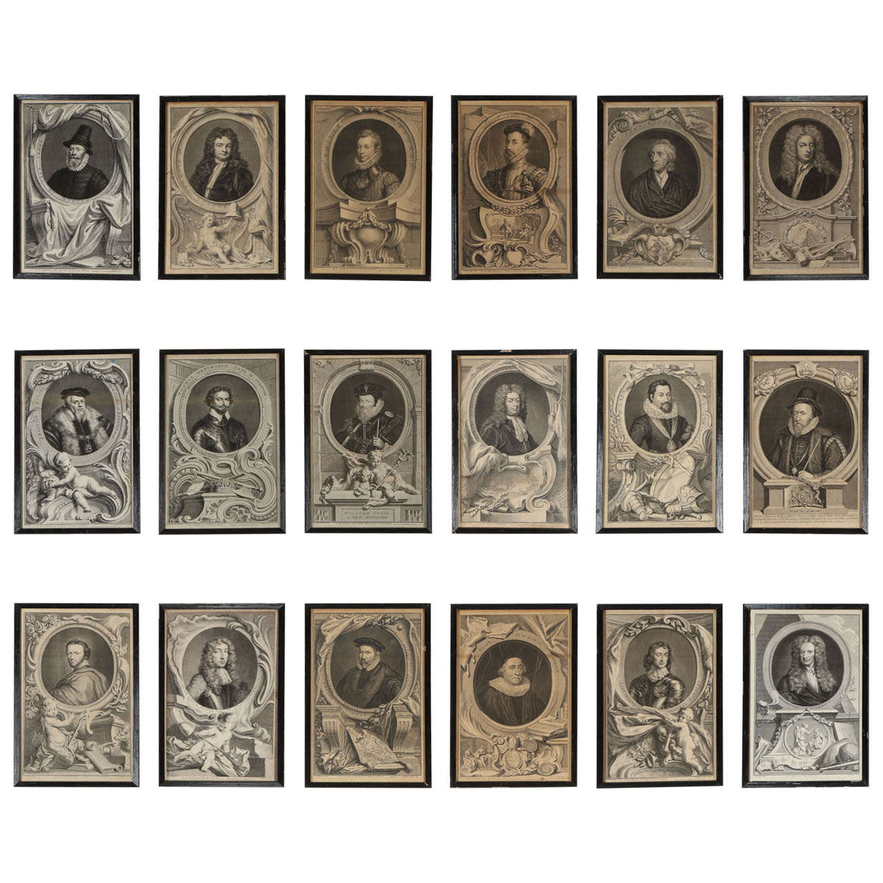 Set of Eighteen Copperplate Engravings, Illustrious Persons of Great Britain For Sale