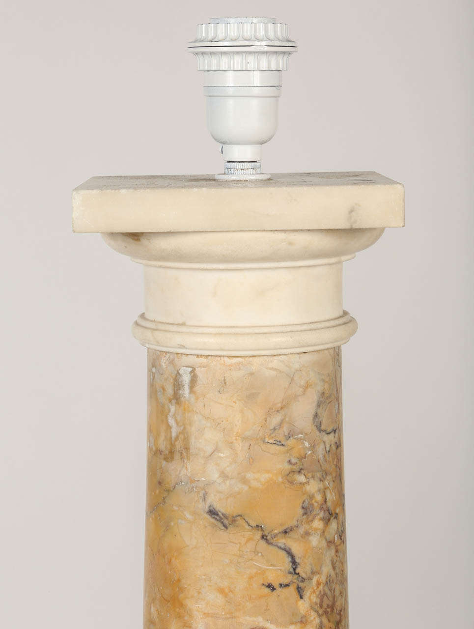 19th Century Pair of Giallo Marble Column Lamps