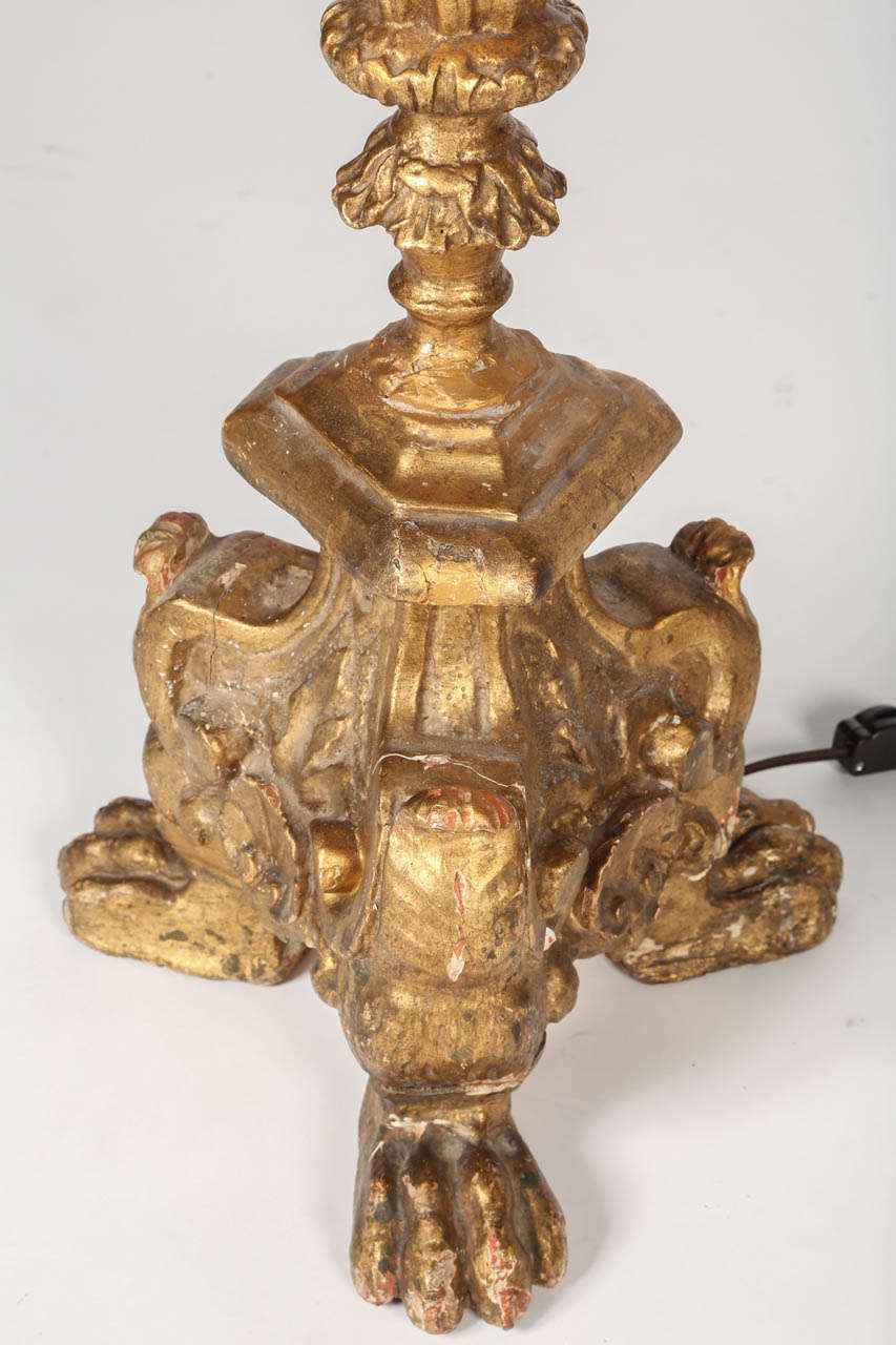  Pair of Renaissance Style Giltwood Pricket Lamps 3