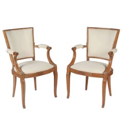  Pair of 1940s French Oak Armchairs