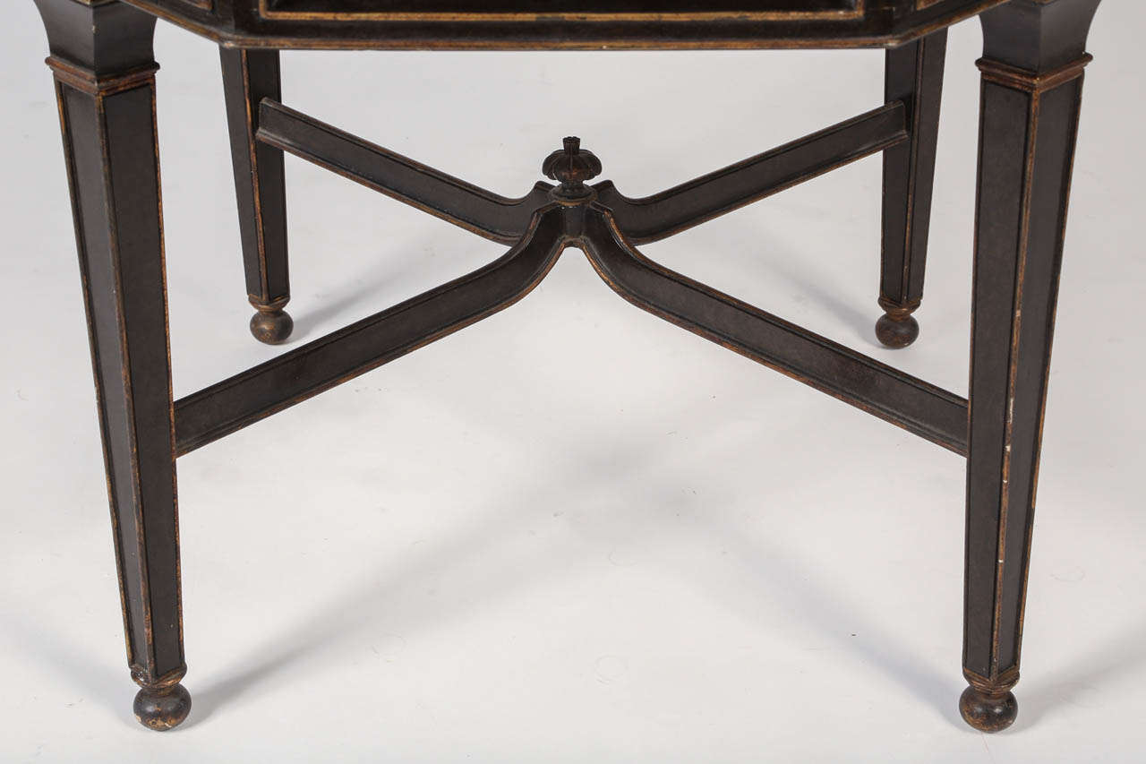 Ebonized and Parcel-Gilt Regency Side Table with Mirrored Top For Sale 1