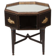 Ebonized and Parcel-Gilt Regency Side Table with Mirrored Top