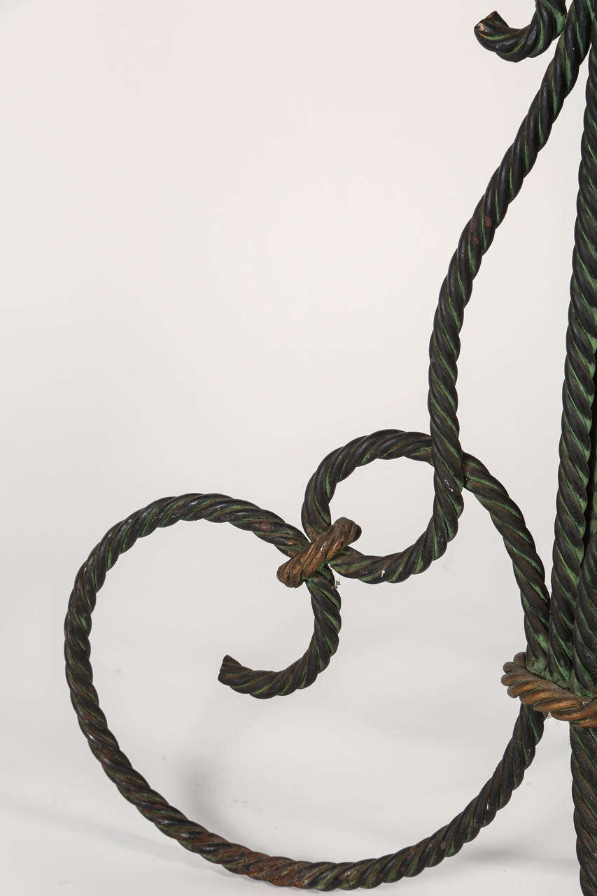 1940's French Gilt-Iron Rope Floor Lamps, Pair For Sale 2