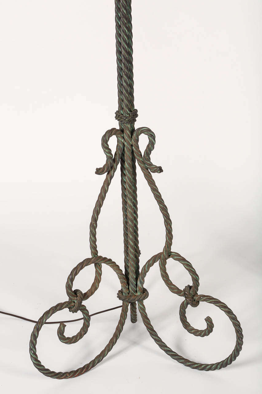 1940's French Gilt-Iron Rope Floor Lamps, Pair For Sale 3