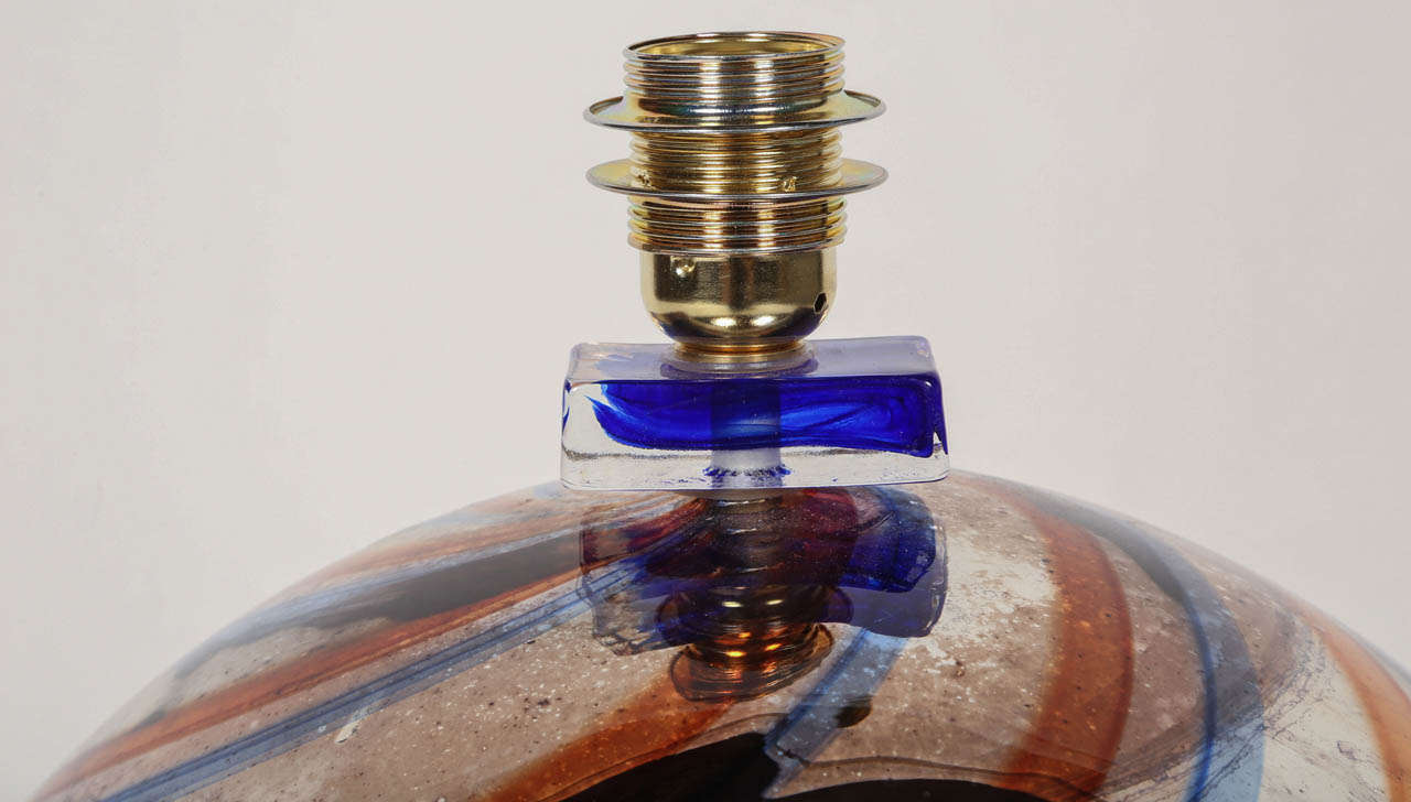 Late 20th Century Eglosmisé Murano Glass Lamps, Pair For Sale
