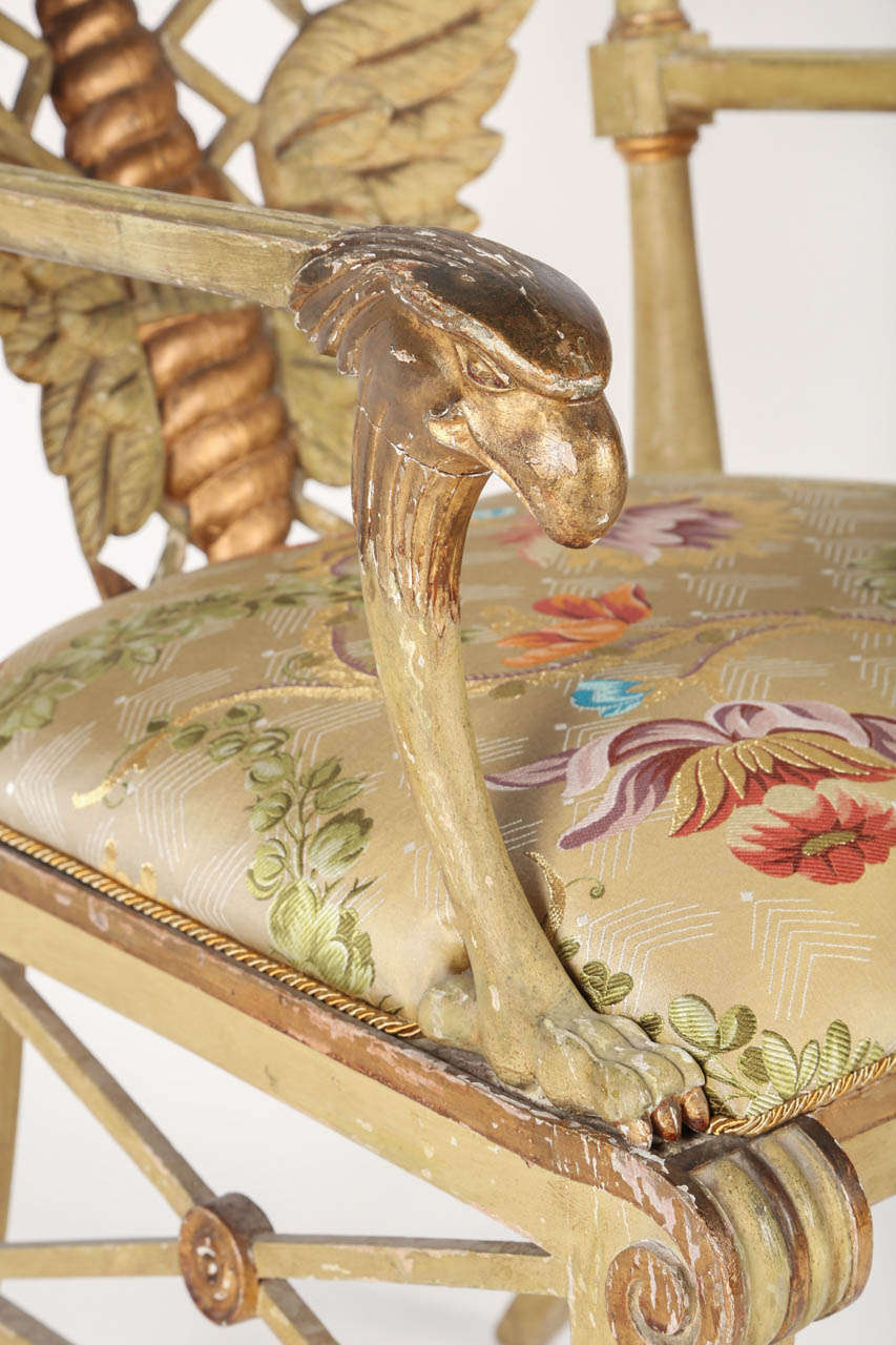 Painted and Parcel-Gilt 'Klismos' Armchair In Good Condition For Sale In Los Angeles, CA