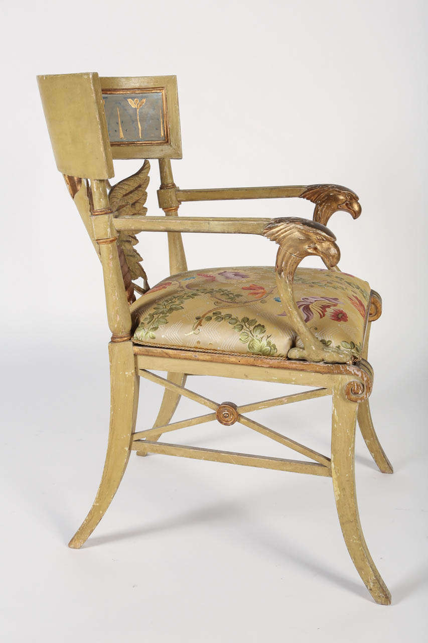 Painted and Parcel-Gilt 'Klismos' Armchair For Sale 3
