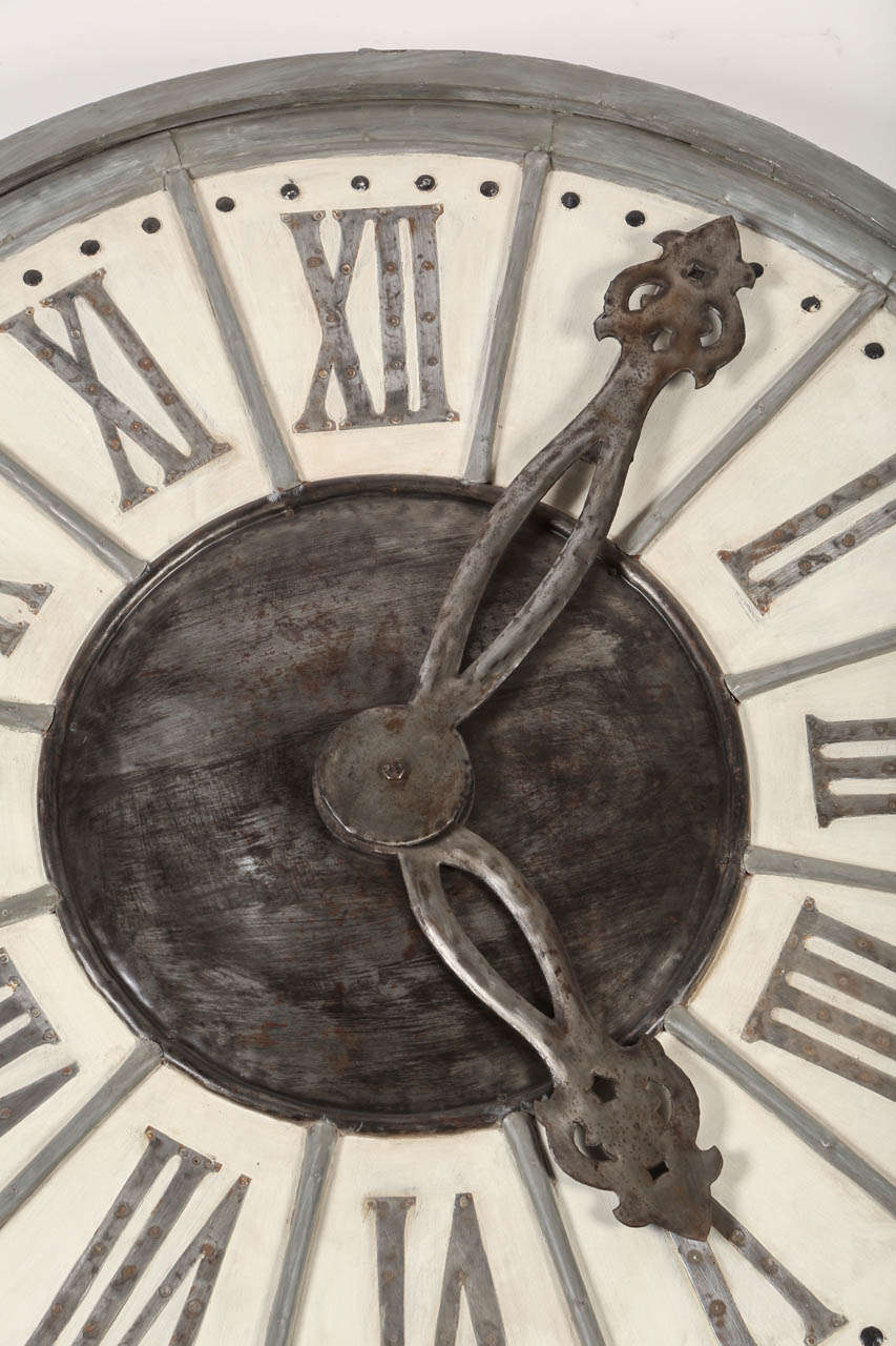 Large Contemporary Wall Clock in Iron and Mango Wood For Sale at